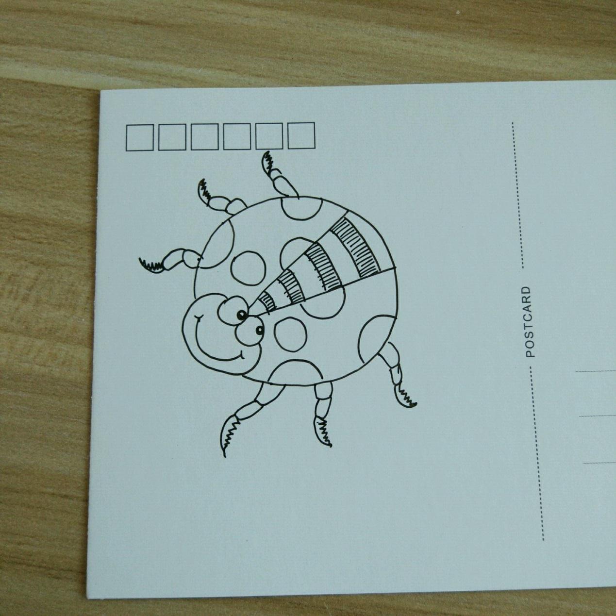 简单的小动物手绘明信片装饰画 七星瓢虫步骤图