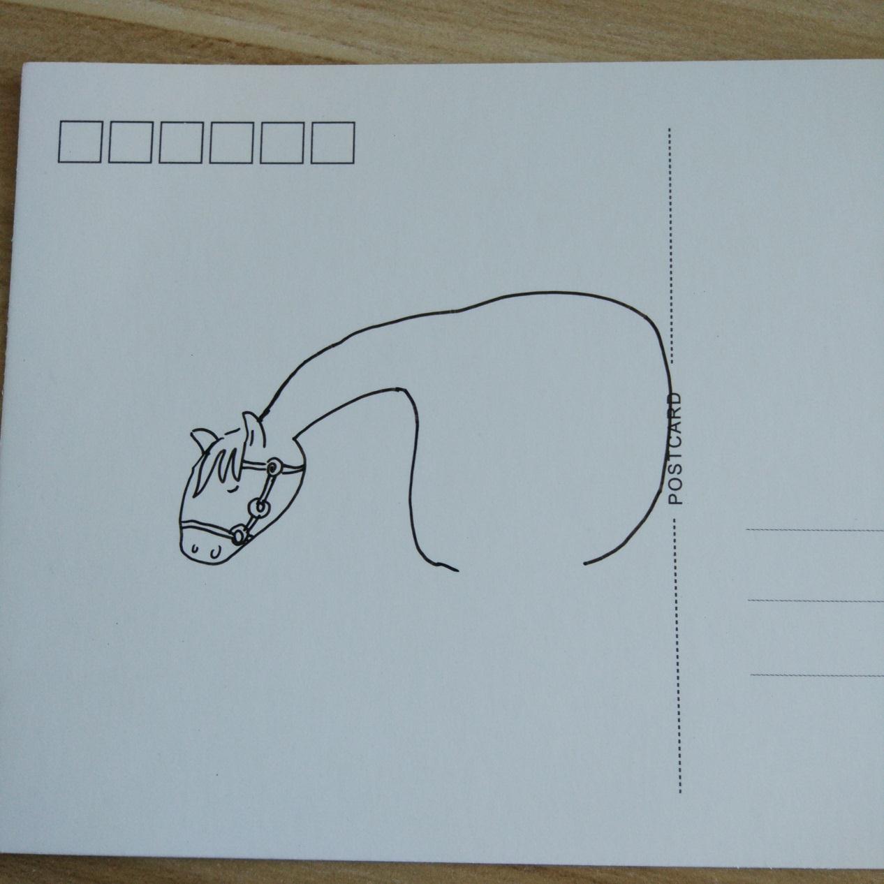 原创DIY动物手绘画 简单可爱的小马明信片教程图