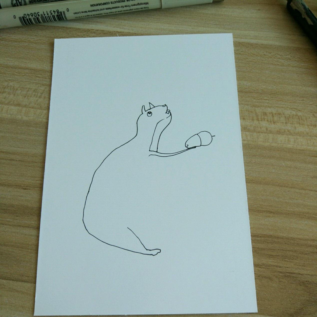 超级有艺术感的动物手绘画 简单的明信片装饰画