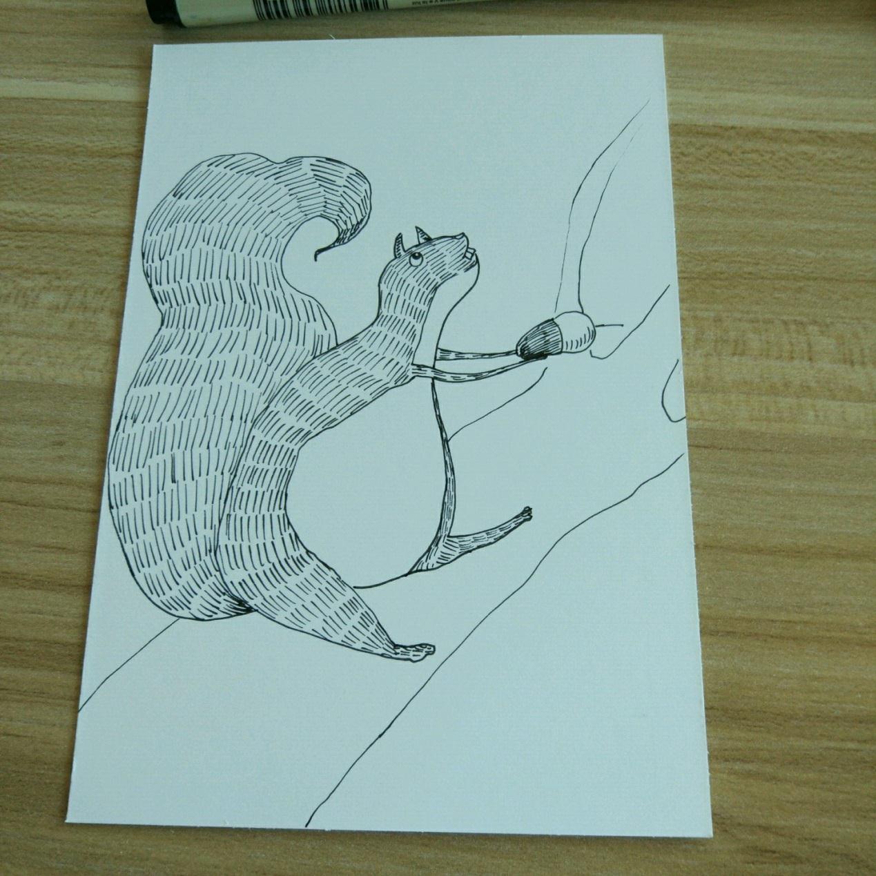超级有艺术感的动物手绘画 简单的明信片装饰画