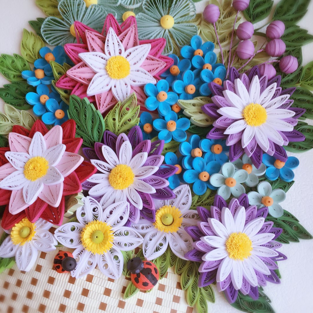 超级漂亮的DIY繁花似锦衍纸画的制作教程图