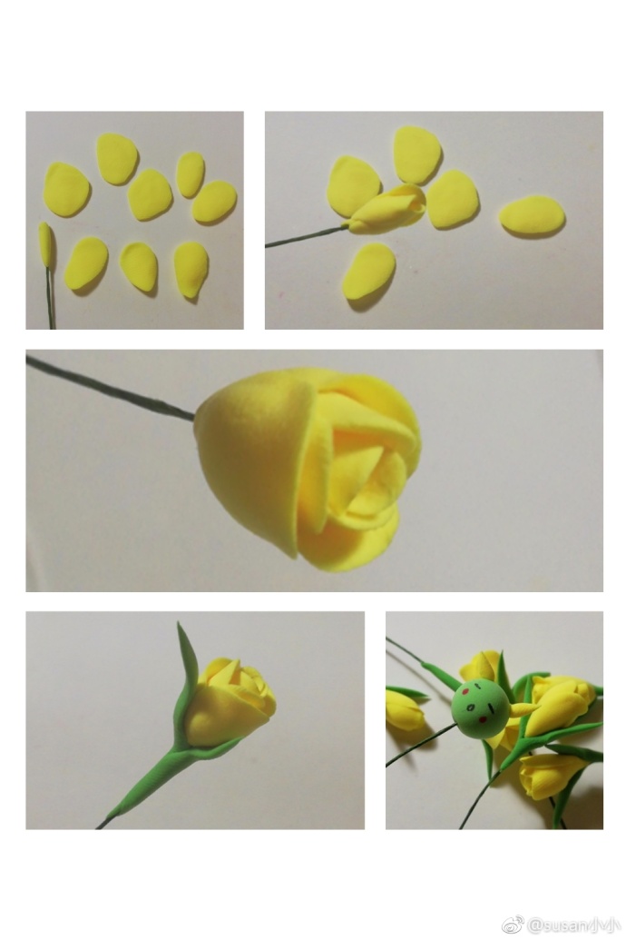粘土作品 做的可爱小花朵教学图解分享