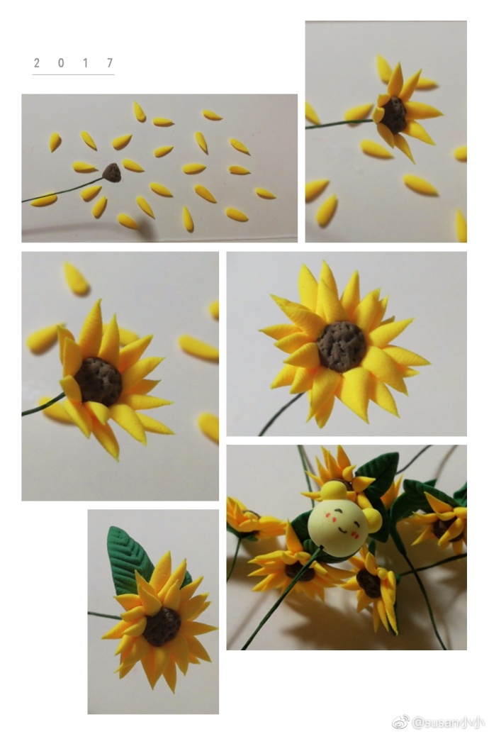 一组漂亮的儿童粘土DIY 小花做法图解分享