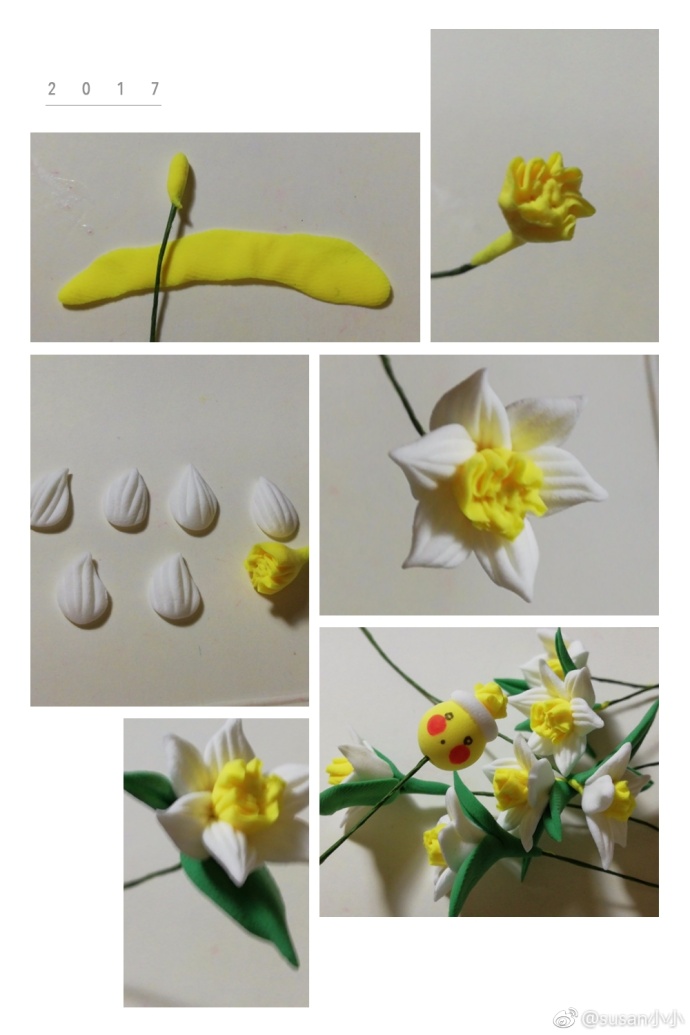 一组漂亮的儿童粘土DIY 小花做法图解分享
