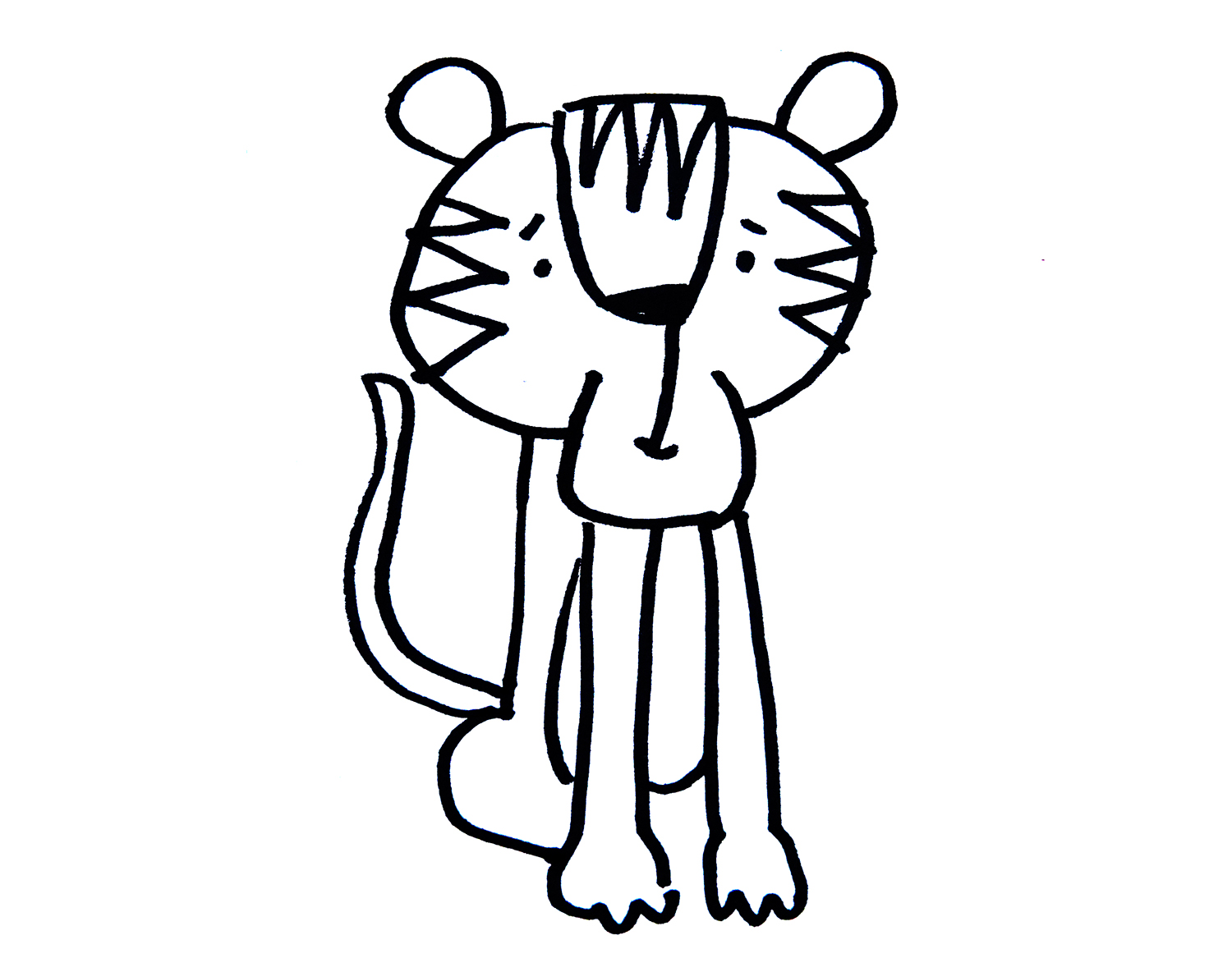 色彩小老虎的画法 儿童简笔画图 肉丁儿童网