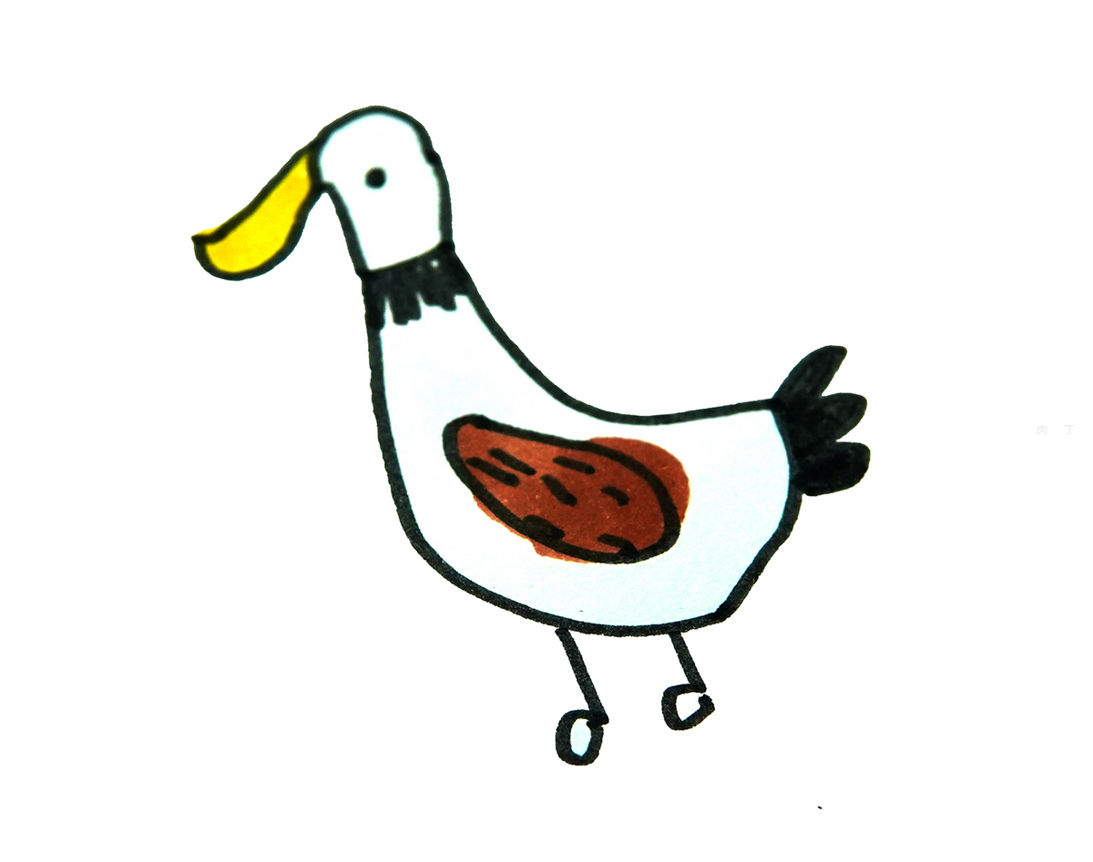 简笔画动物大全-怎么画大雁的画法步骤图解 咿咿呀呀儿童手工网
