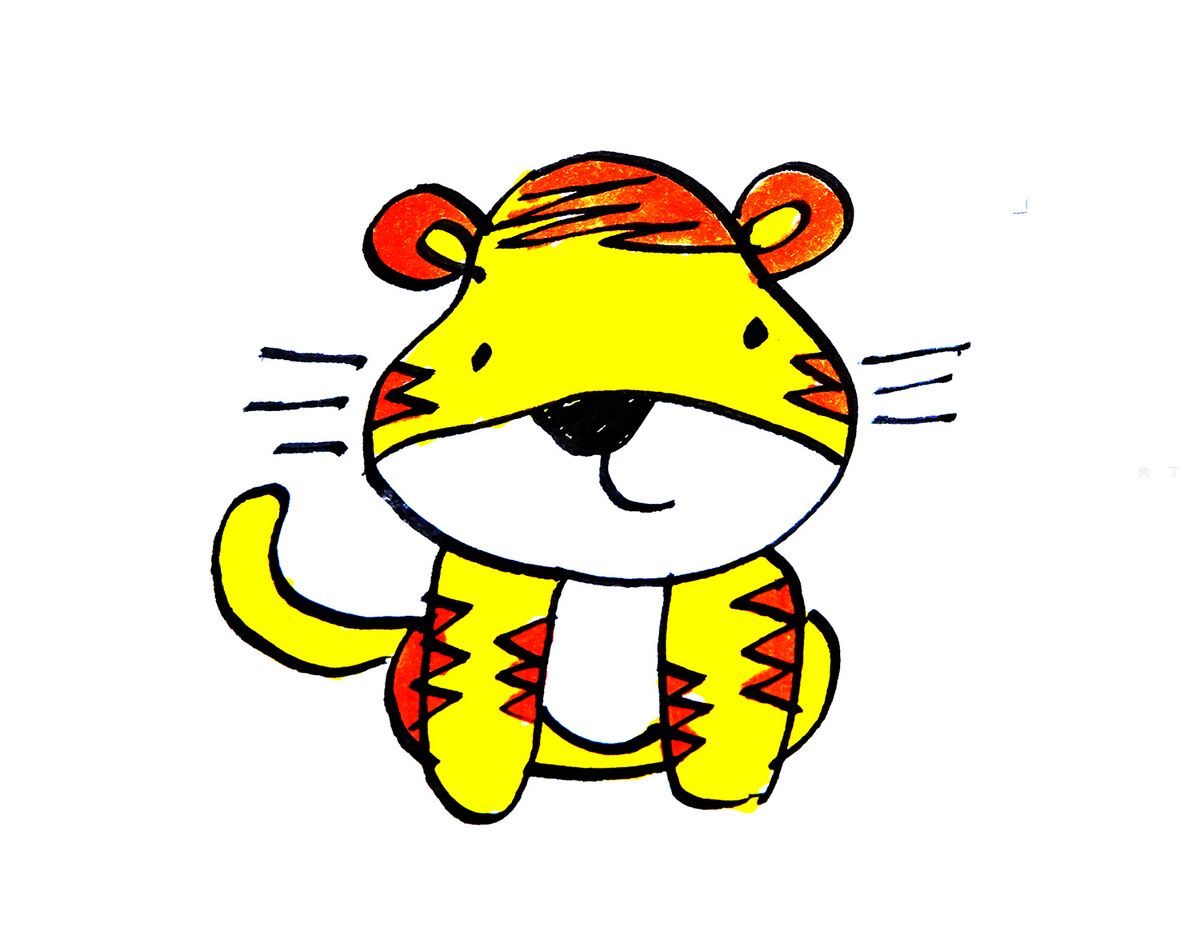 色彩小老虎的画法教程 儿童简单可爱简笔画图 - 有点网 - 好手艺
