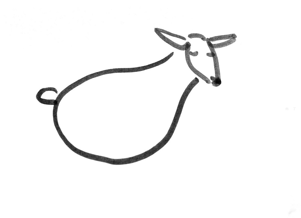 简笔画山羊的画法 少儿画简笔画山羊绘画步骤 肉丁儿童网