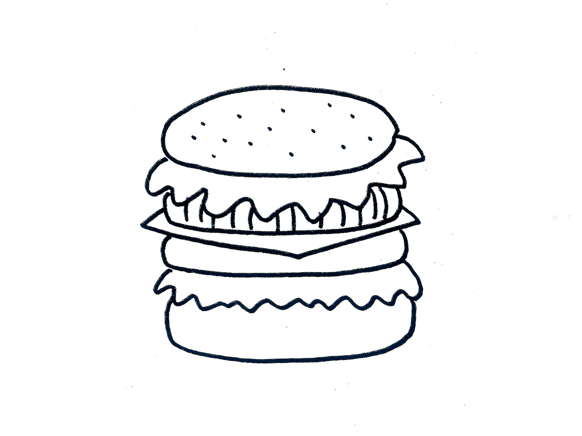 彩色手绘汉堡美食元素图片素材免费下载 - 觅知网