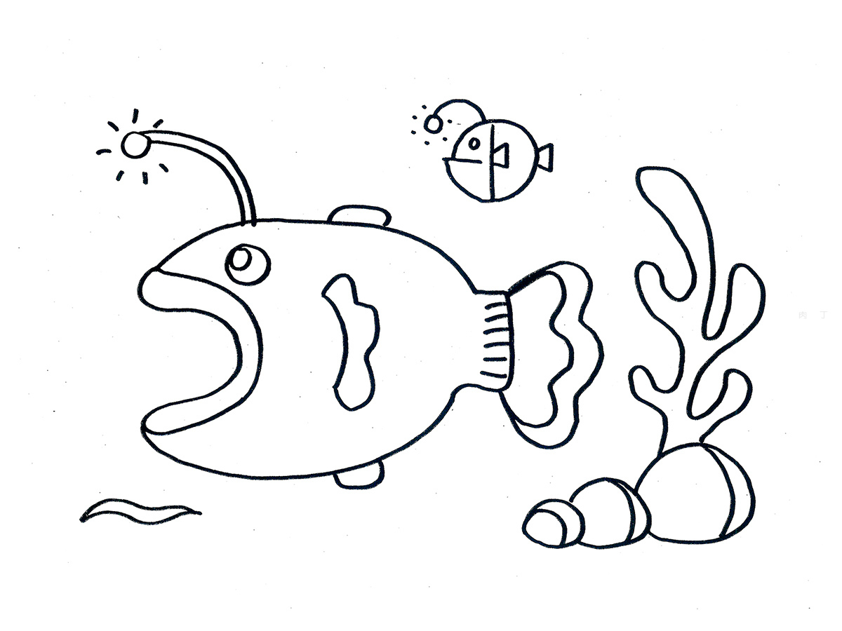 幼儿4～6岁画画大全 创意简笔画鱼的画法图解教程 肉丁儿童网