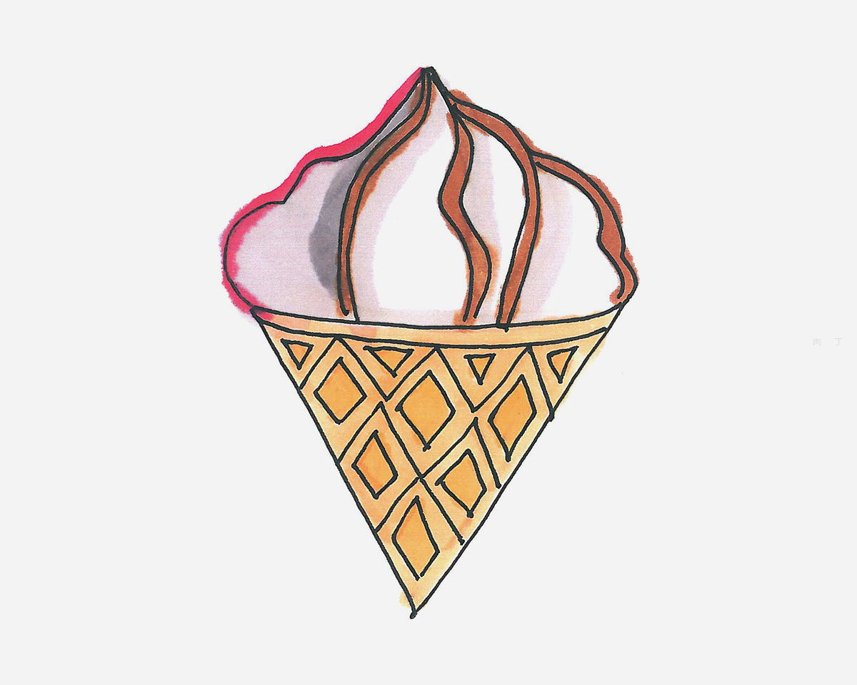 冰激凌简笔画怎么画 彩色食物简笔画图解教程 肉丁儿童网