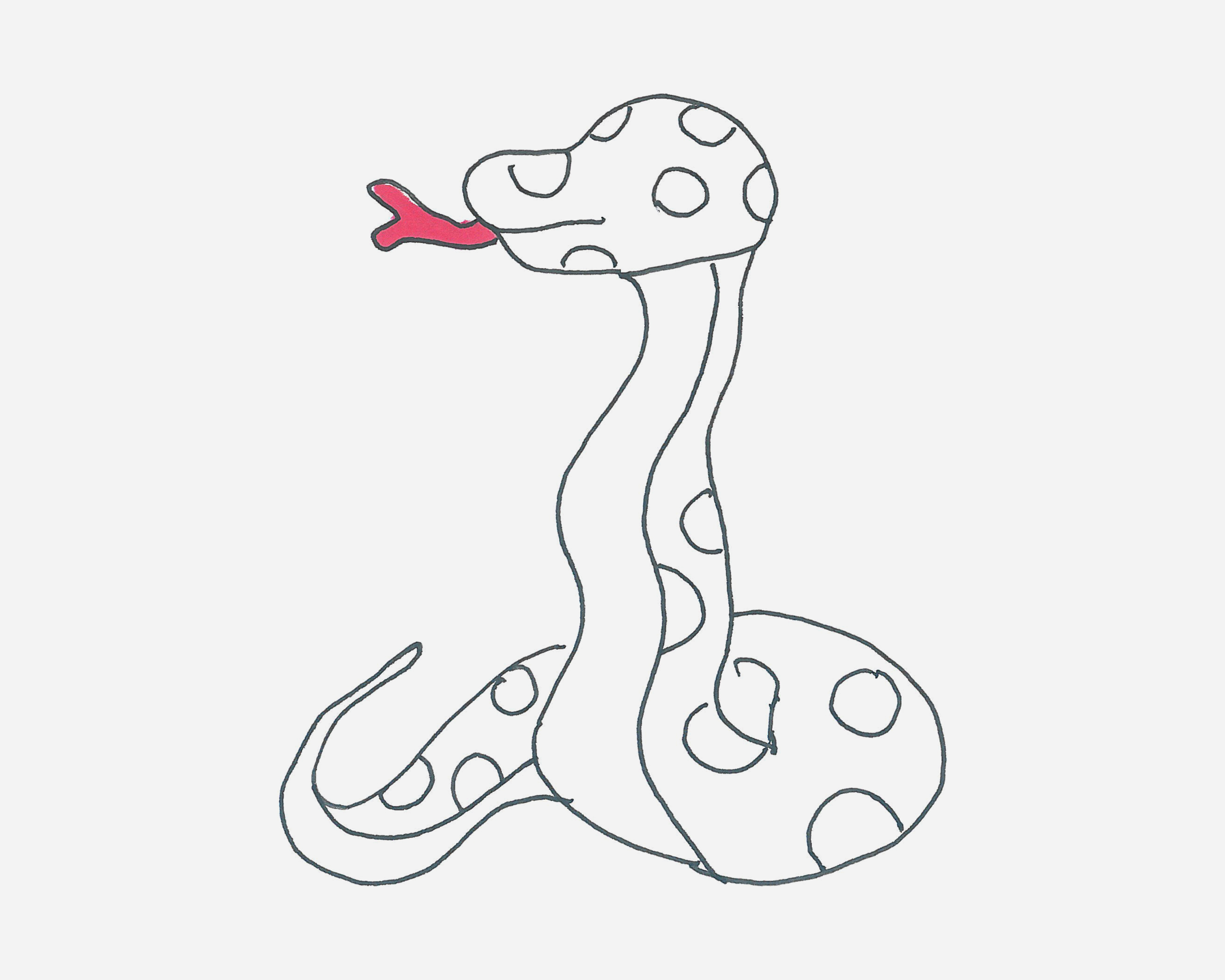 儿童有趣的简笔画绘画基础 教你画可爱的小蛇 肉丁儿童网