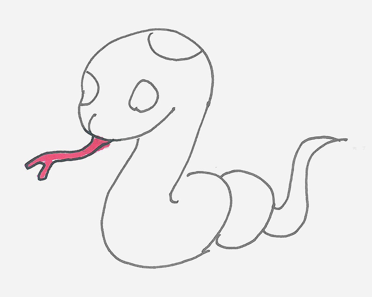 字母C简笔画卡通小蛇的画法图片步骤（秋 儿童画） - 有点网 - 好手艺