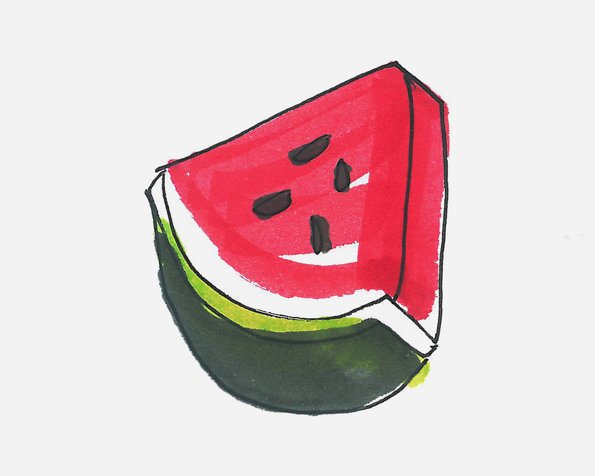 6-9岁简笔画图片 色彩西瓜的画法💛巧艺网