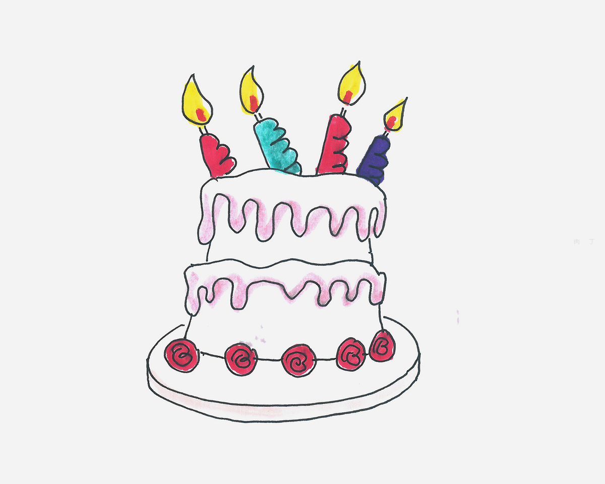 漂亮生日蛋糕简笔画画法图片步骤💛巧艺网
