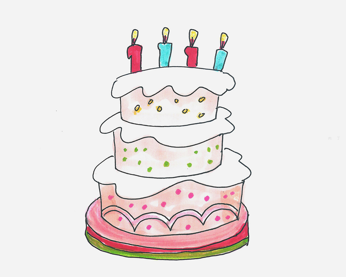 二层生日蛋糕简笔画图片素材免费下载 - 觅知网
