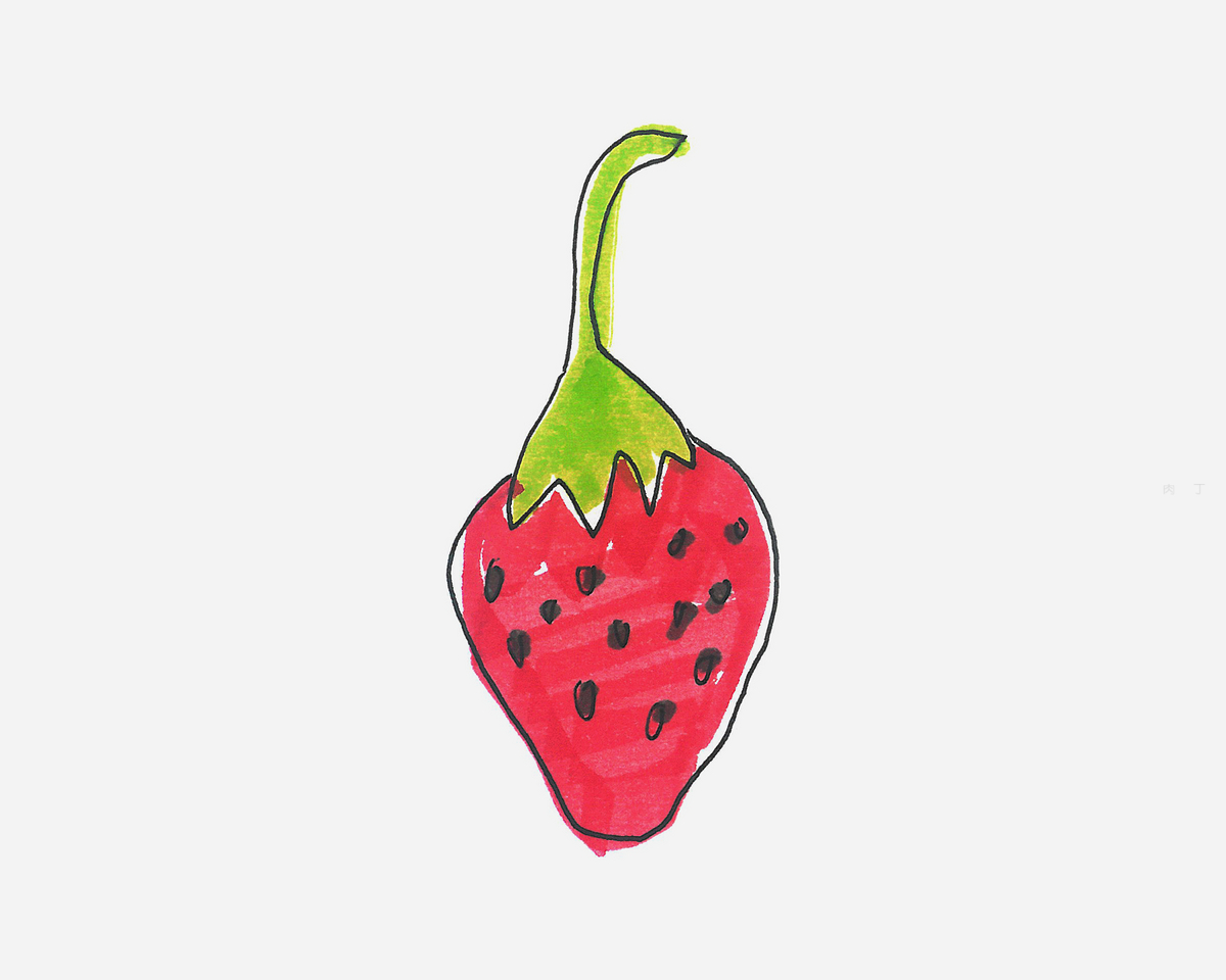 彩色卡通草莓简笔画画法图片步骤💛巧艺网