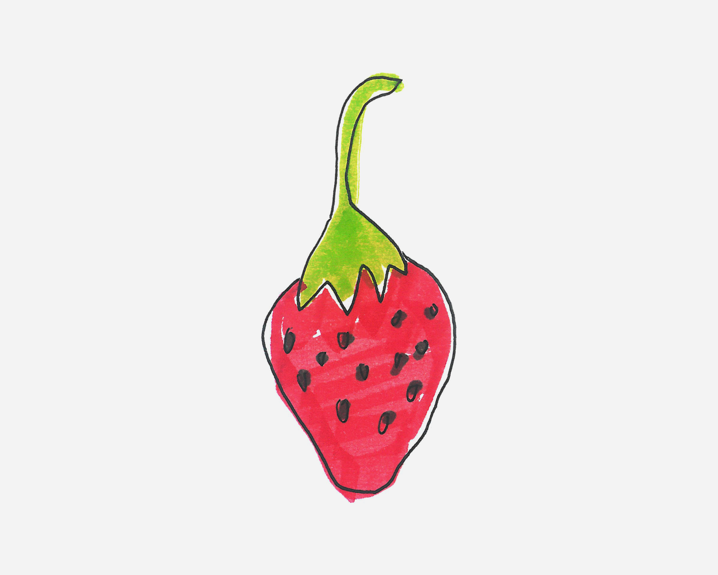 两个草莓简笔画画法图片步骤💛巧艺网