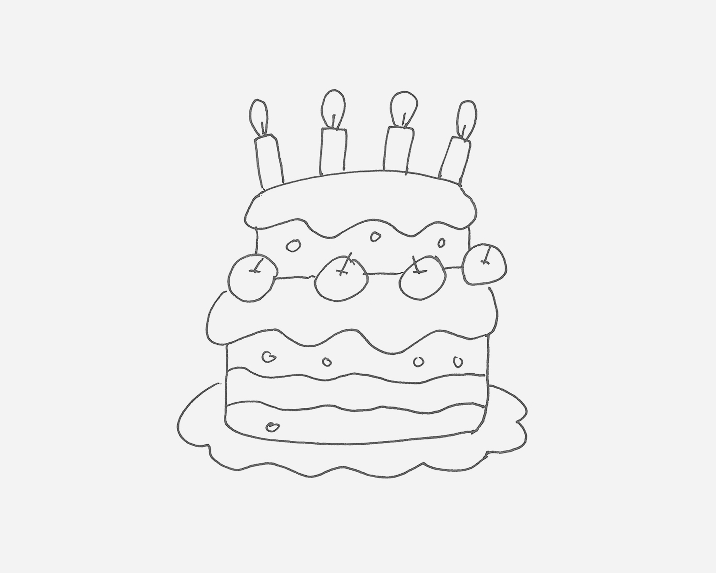 少儿创意美术教程之简笔画蛋糕的简单画法 肉丁儿童网