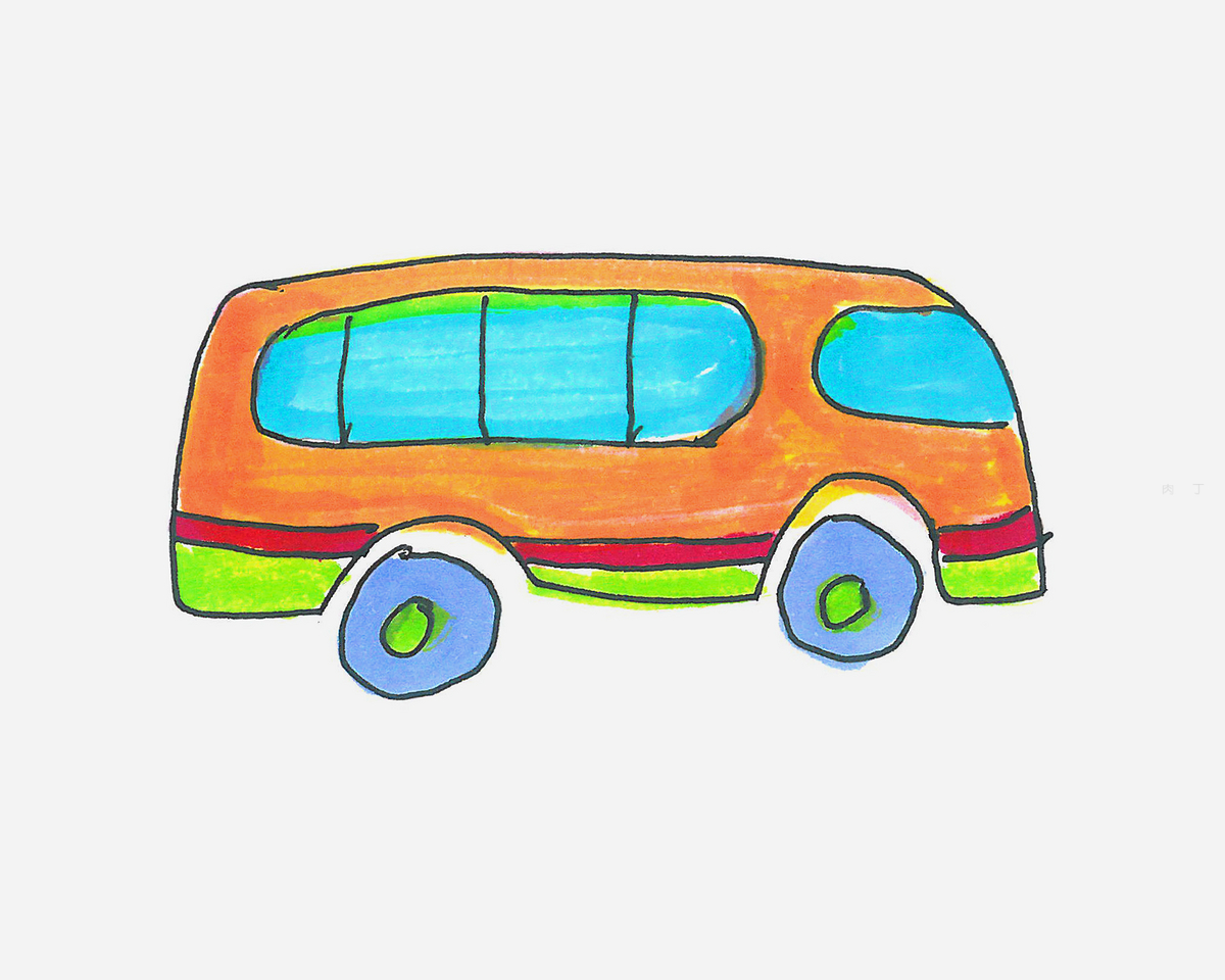 彩笔儿童图片教程 小出租车的画法 肉丁儿童网