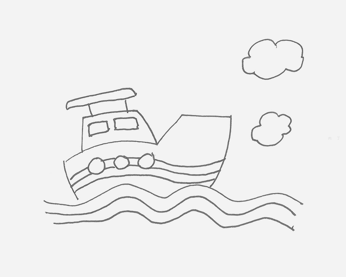 漂亮美术 趣味简笔画轮船的画法步骤图 咿咿呀呀儿童手工网