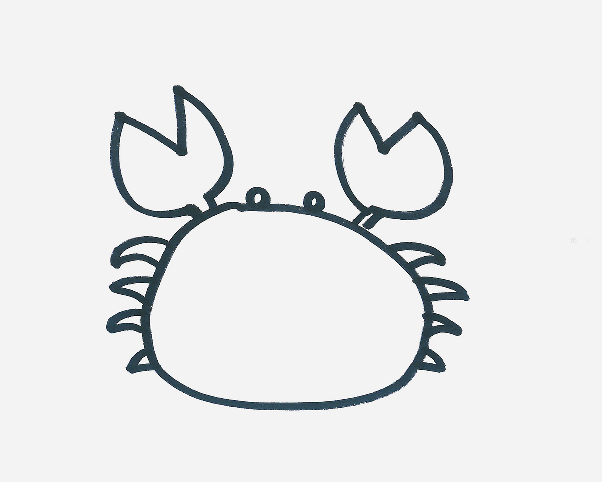 开心螃蟹简笔画画法图片步骤（新疆儿童画） - 有点网 - 好手艺