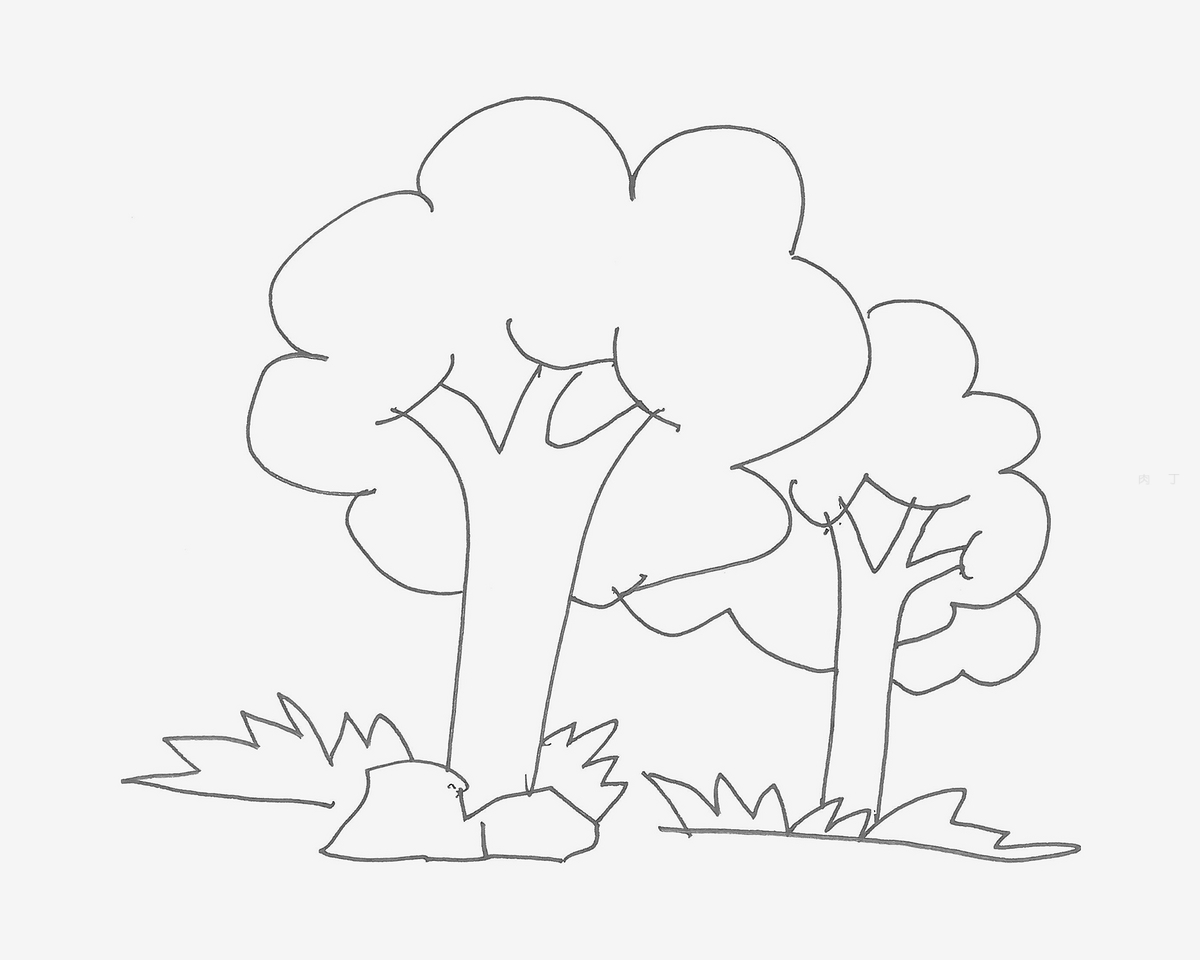 幼儿园简笔画教程 大树怎么画简单又好看（安全生产儿童绘画） - 有点网 - 好手艺