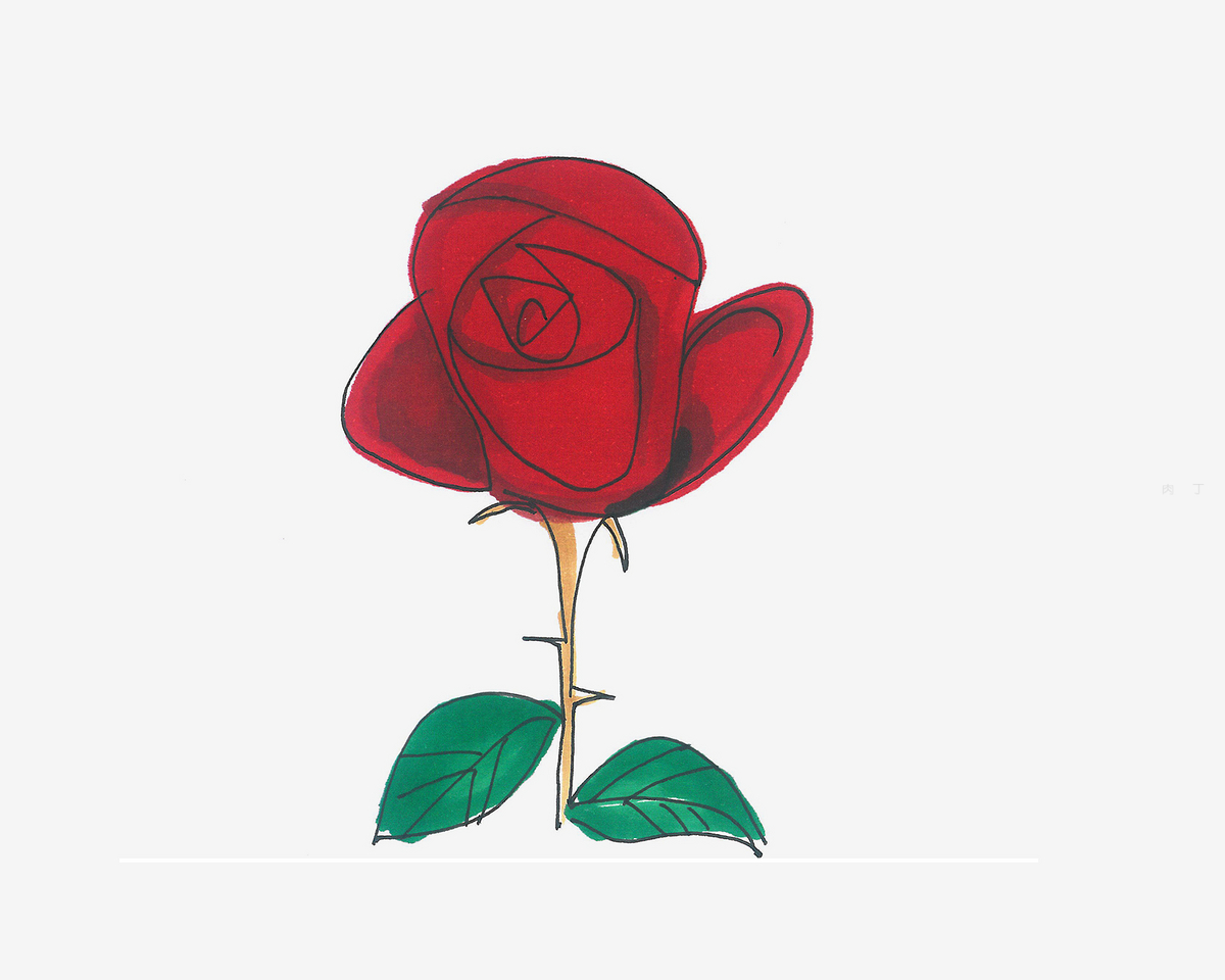 红色玫瑰花简笔画画法图片步骤（儿童绘画大海） - 有点网 - 好手艺