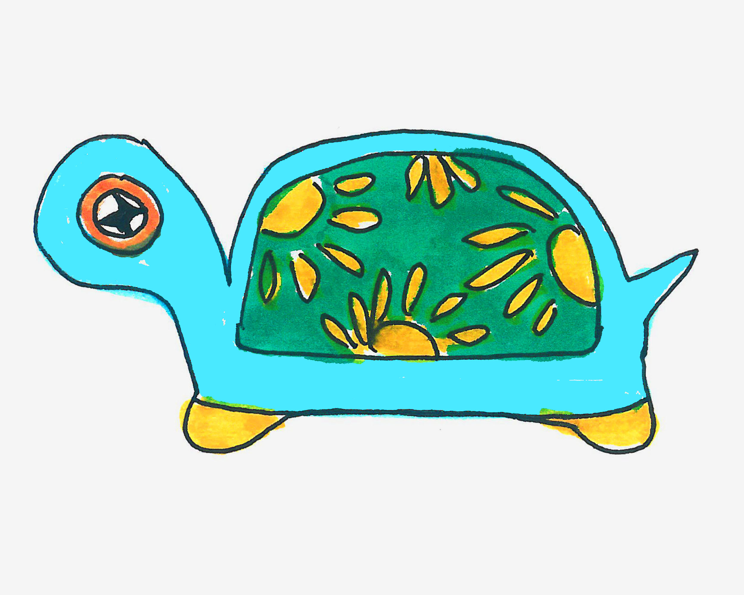 儿童3-6岁画画 创意简笔画海龟怎么画过程图💛巧艺网