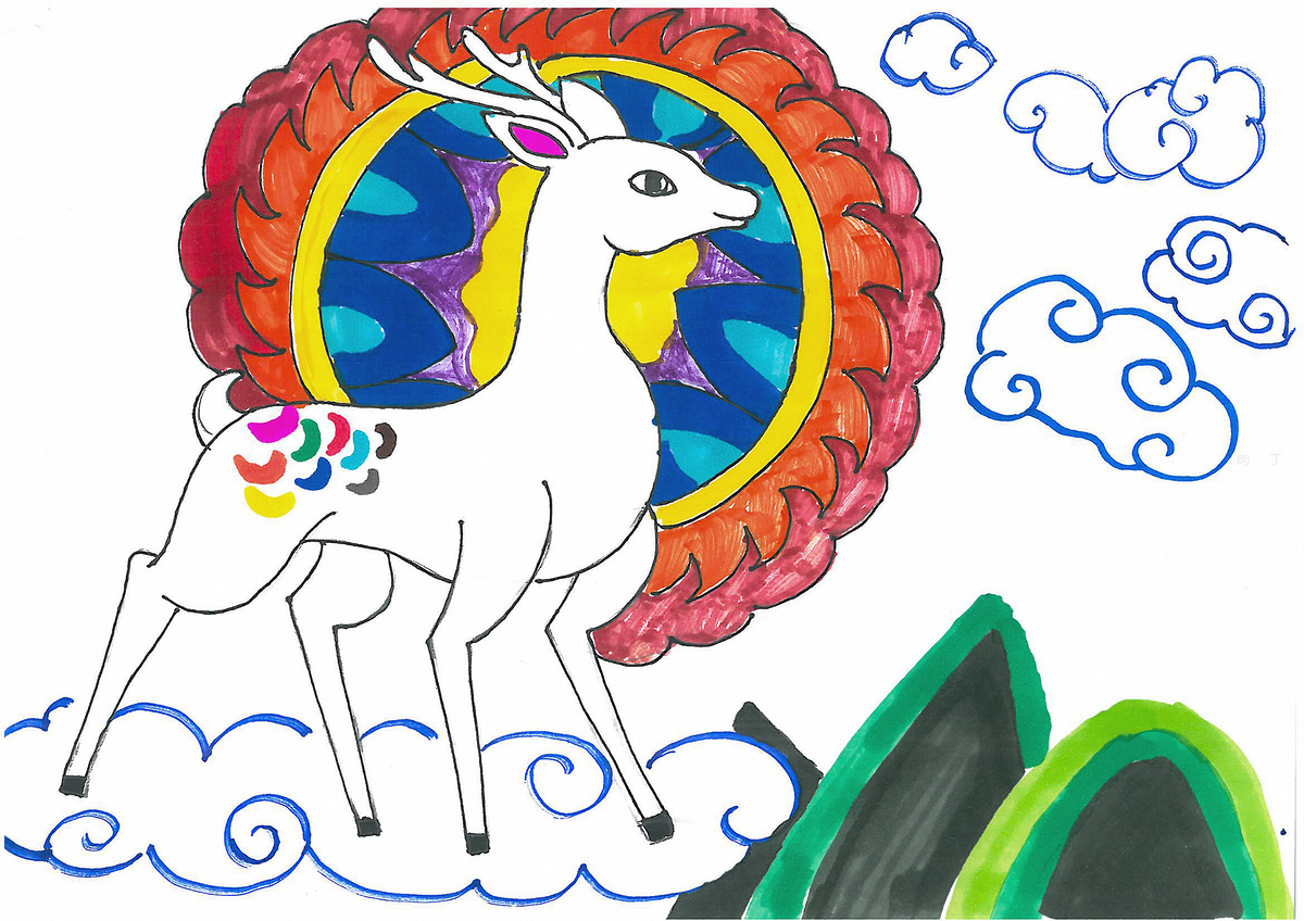 8岁可打印填色画案例 小鹿的故事主题作品大全（中华魂儿童绘画作品） - 有点网 - 好手艺