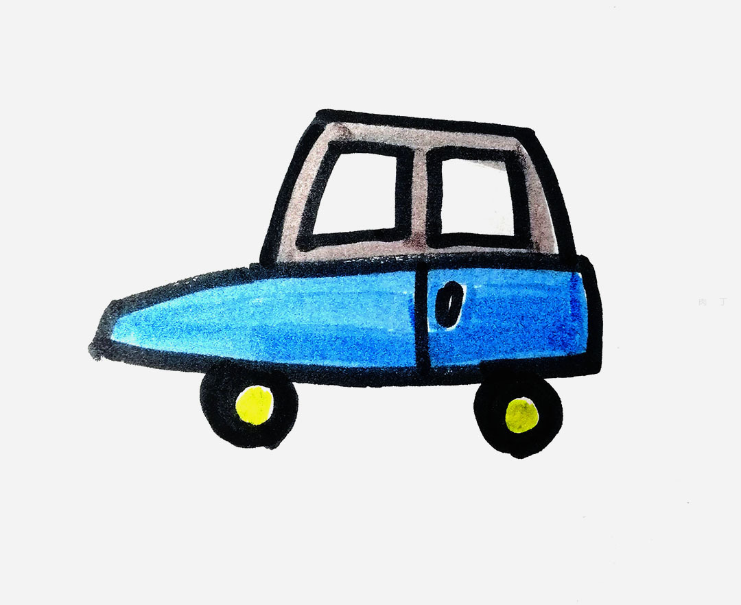 6岁可打印美术涂色画大图片 简单漂亮小汽车的故事主题教程大全（宝宝学画画） - 有点网 - 好手艺
