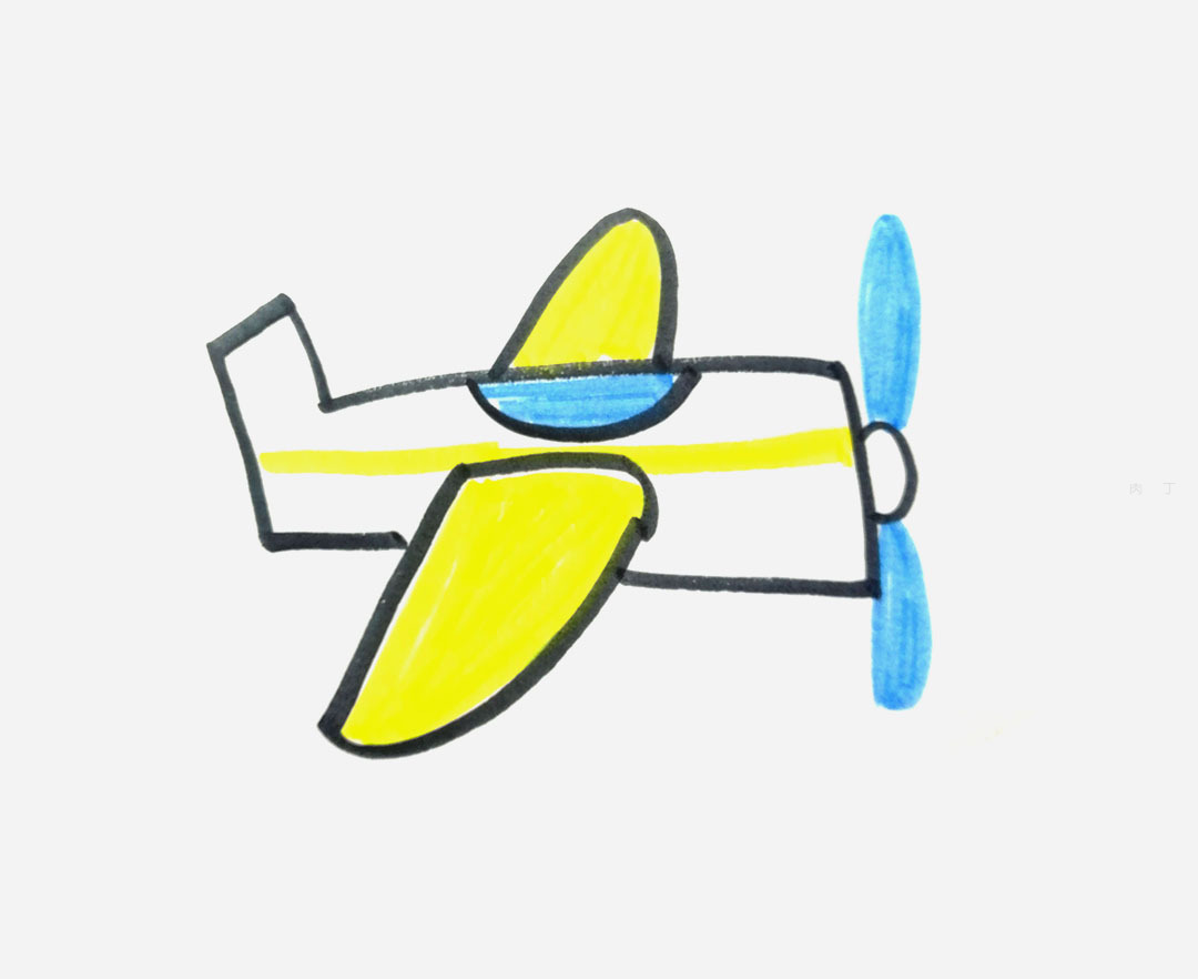 彩色小飞机简笔画画法图片步骤 肉丁儿童网