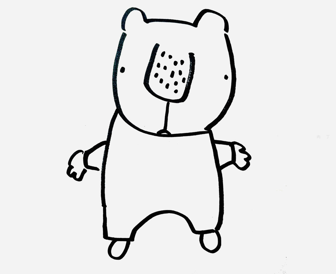 小动物简笔画可爱小狗熊卡通的画法 肉丁儿童网