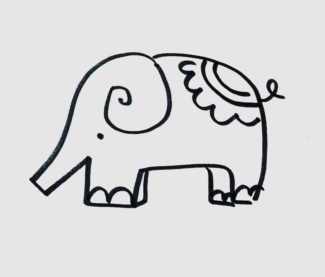 简笔画图片教程 大象的画法图解💛巧艺网