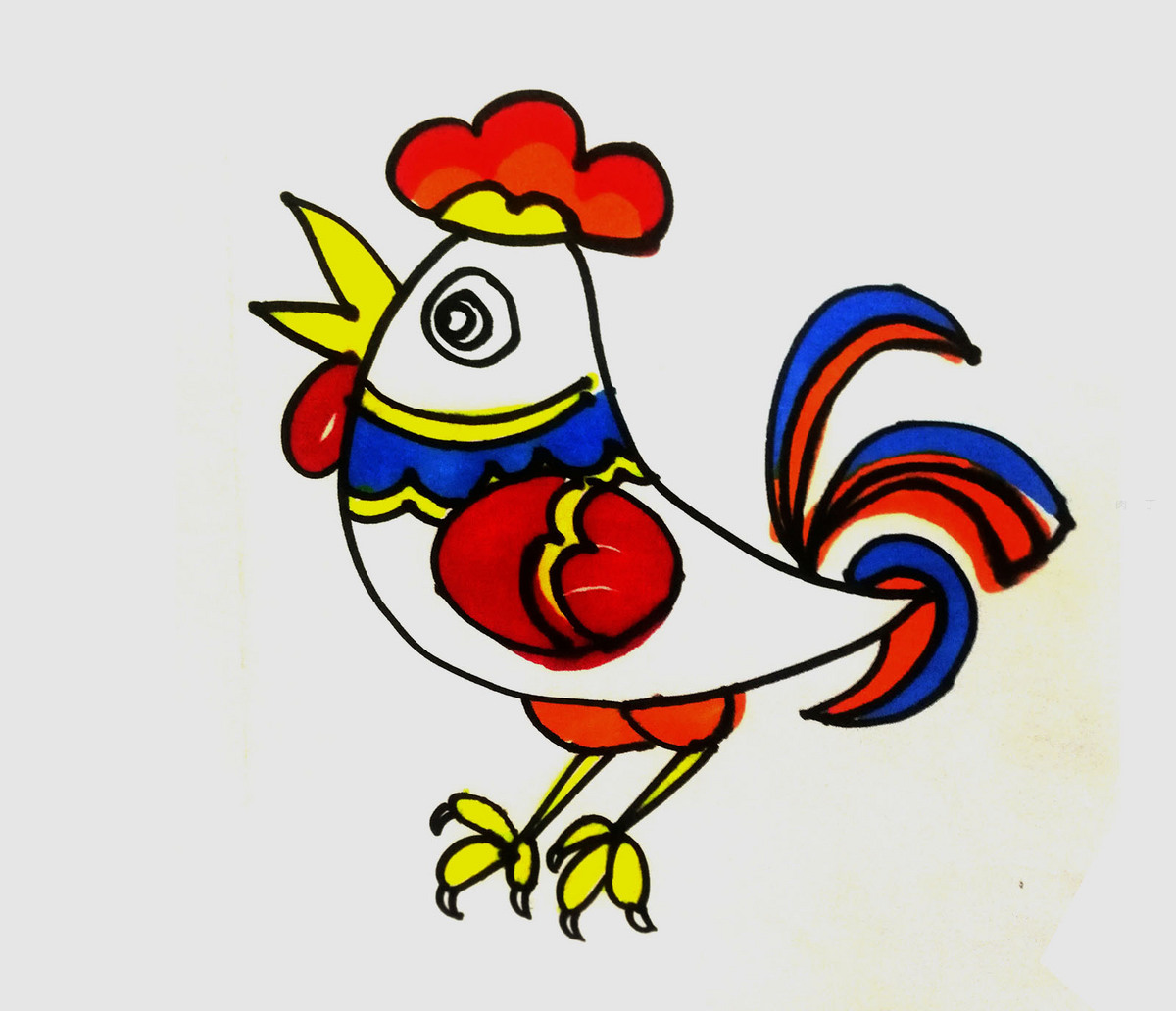 学画简笔画，大公鸡的画法教程 - 制作系手工网