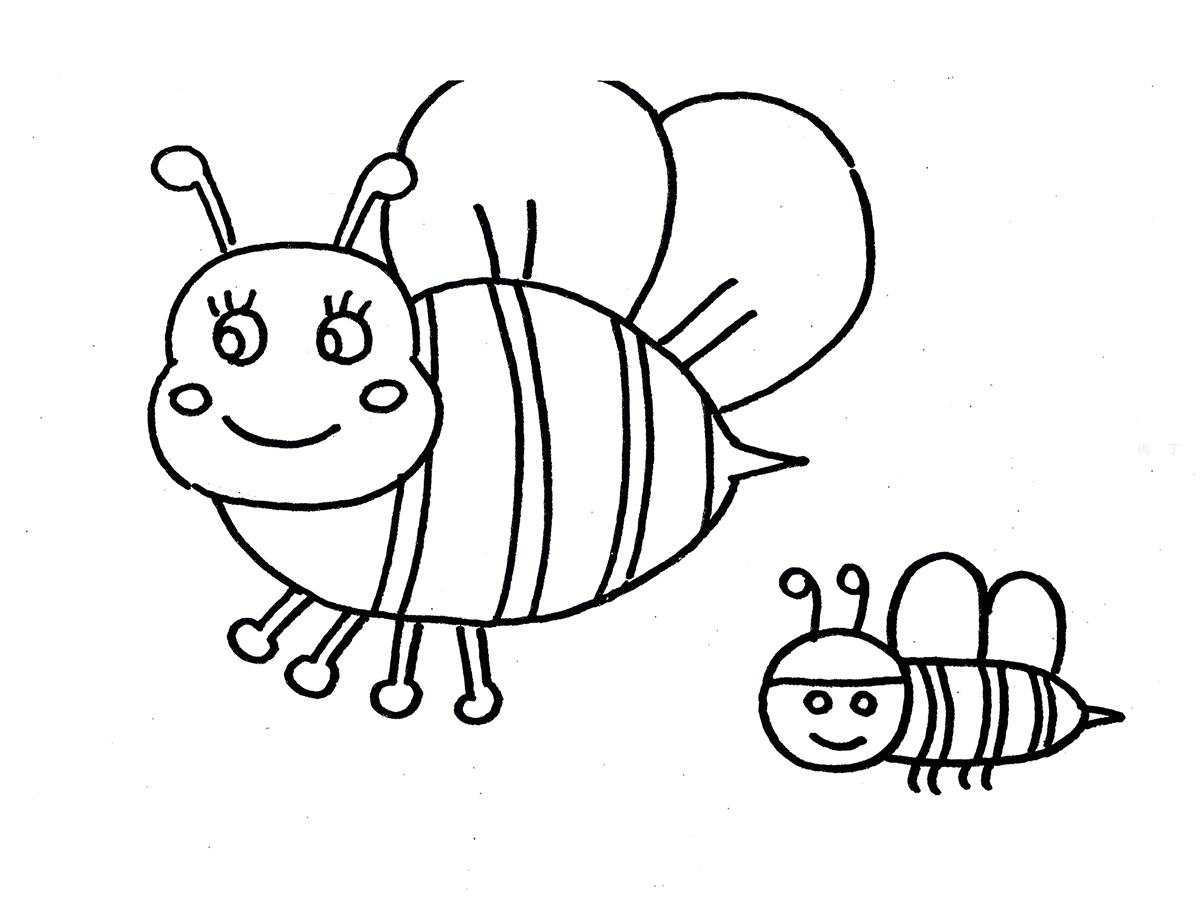 小蜜蜂简笔画图片 勤劳的小蜜蜂简笔画教程图_动漫网
