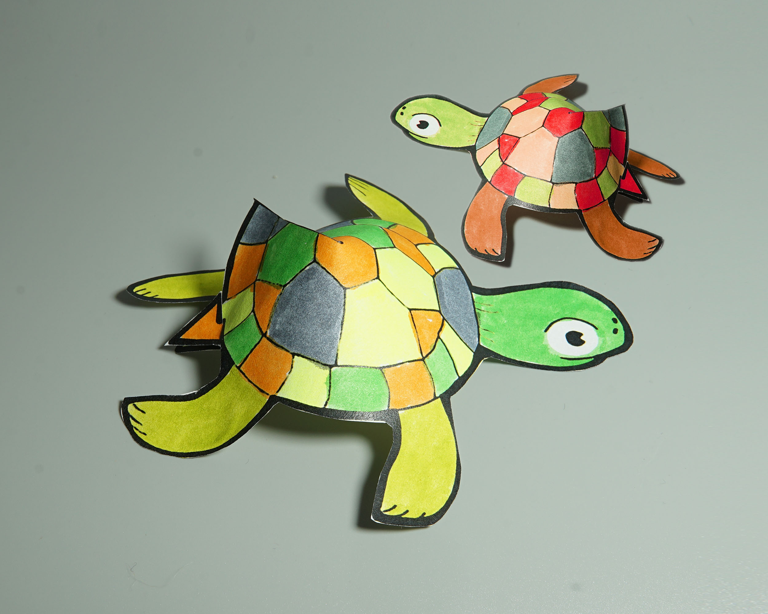 幼儿园最简单手工图片 小乌龟填色剪纸做法教程