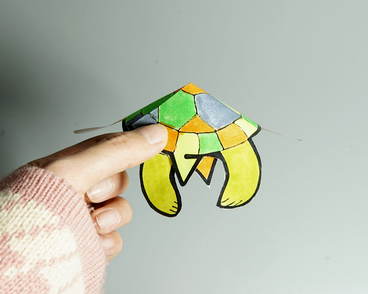 幼儿园最简单手工图片 小乌龟填色剪纸做法教程 肉丁儿童网