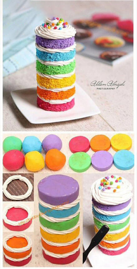 粘土制作多层彩虹蛋糕