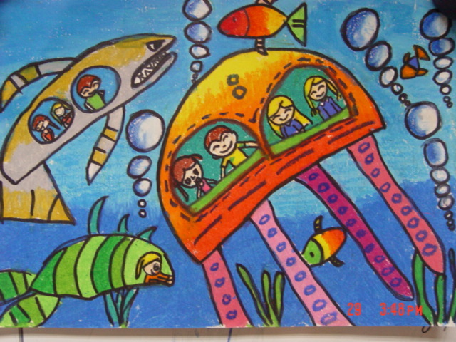 畅想未来儿童画：海底旅游
