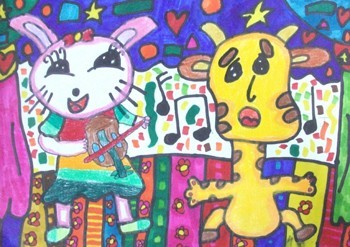 六一儿童节主题儿童画：动物狂欢日（图片）