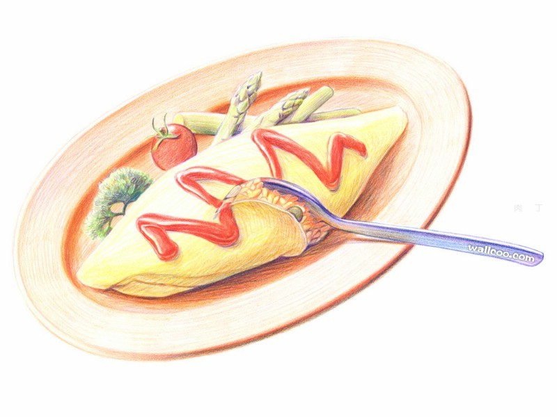 彩色铅笔画：好吃的蛋饺（儿童铅笔画）