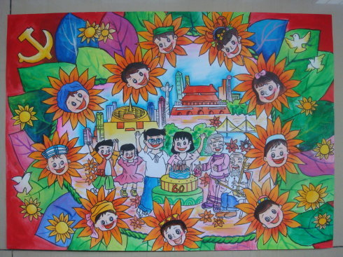 庆祝抗战胜利儿童画-祖国在我们心中