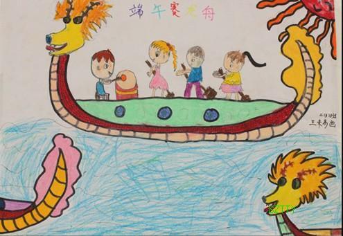 端午节儿童画：端午赛龙舟
