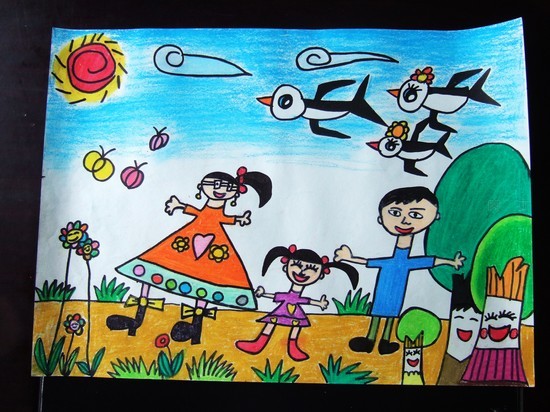 庆六一儿童画：欢乐就是这么简单（儿童画图片）