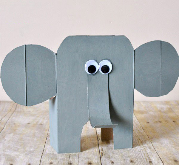 废纸盒手工制作立体大象