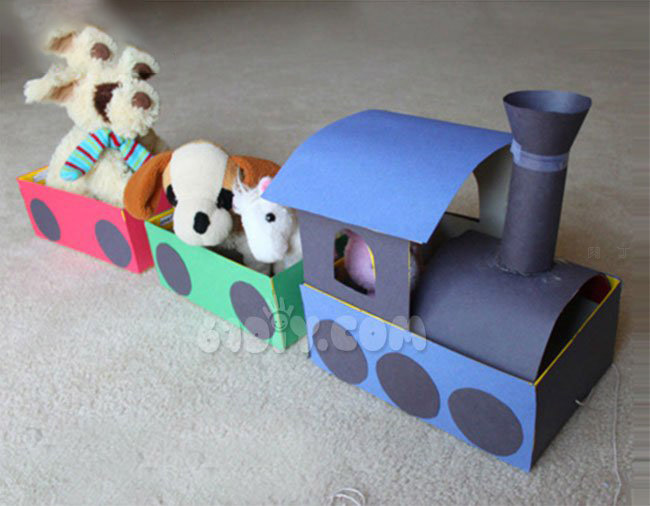 鞋盒子手工制作玩具小火车