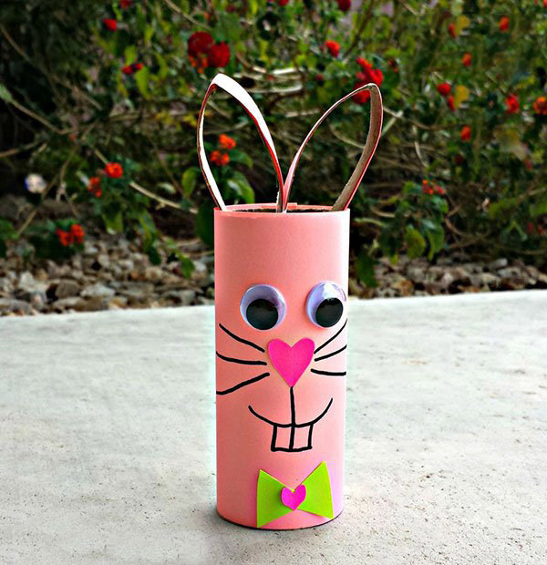 卫生纸筒DIY制作立体小兔子