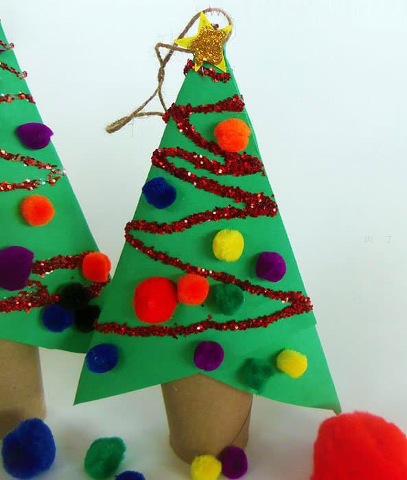 怎样用纸筒卡纸手工制作圣诞树