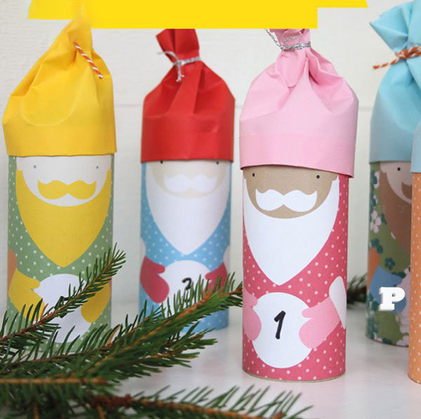 卷纸筒制作可爱的圣诞老人礼物盒